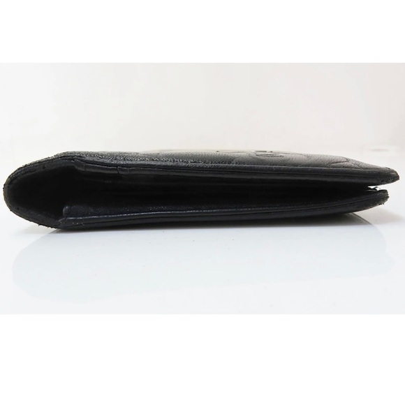 AUTH CHANEL Camellia Lambskin Long Wallet Black - Picture 4 of 11